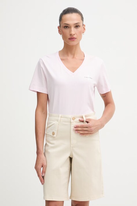 Calvin Klein Jeans T-shirt damski bawełniany 2-pack różowy LV047C906G