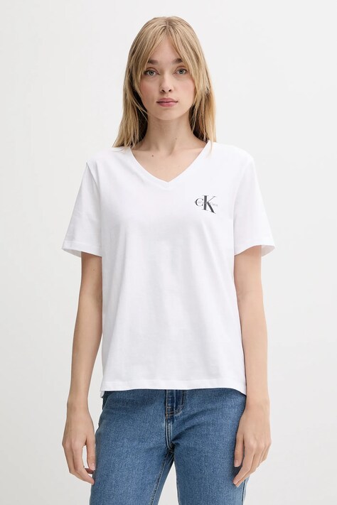 Calvin Klein Jeans t-shirt bawełniany 2-pack damski kolor czarny LV047C906G