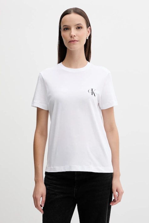 Calvin Klein Jeans tricou din bumbac culoarea alb, LV047C905G