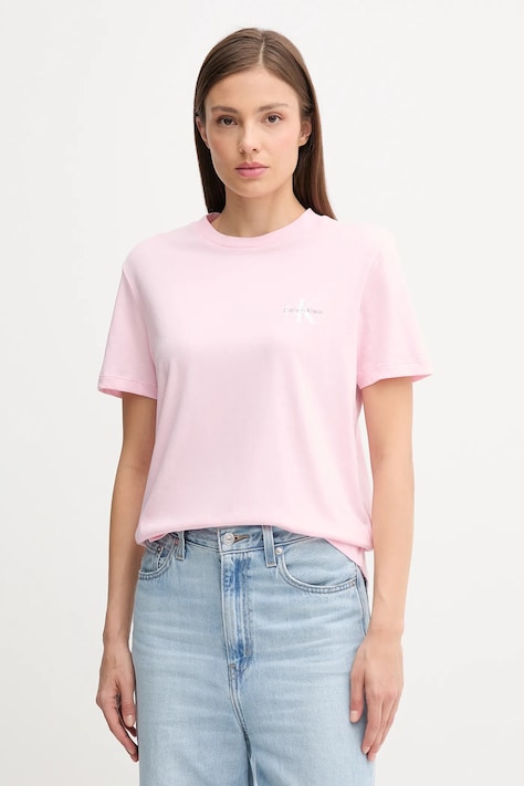 Bavlněné tričko Calvin Klein Jeans dámské, růžová barva, LV047C905G