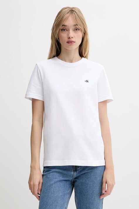 Calvin Klein Jeans tricou din bumbac culoarea alb, LV047B224G