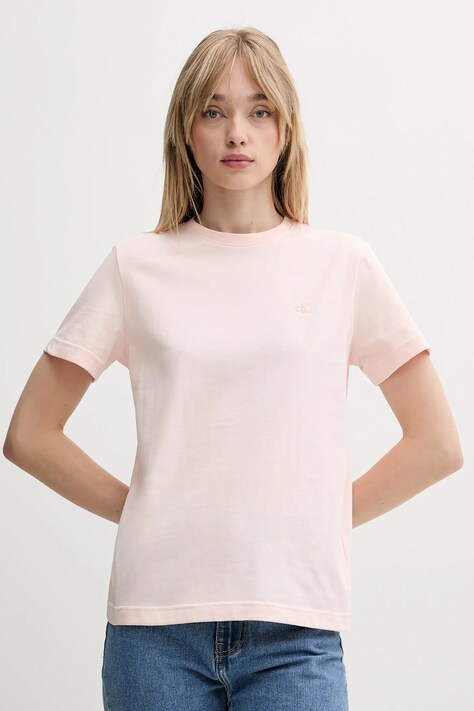 Bavlnené tričko Calvin Klein Jeans dámske, béžová farba, LV047B224G