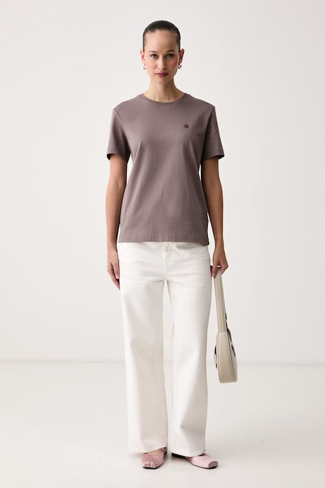 Calvin Klein Jeans Maglietta basic da donna in cotone marrone LV047B224G