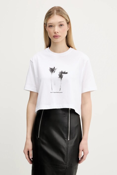 Karl Lagerfeld Jeans t-shirt bawełniany damski kolor biały A3W17040
