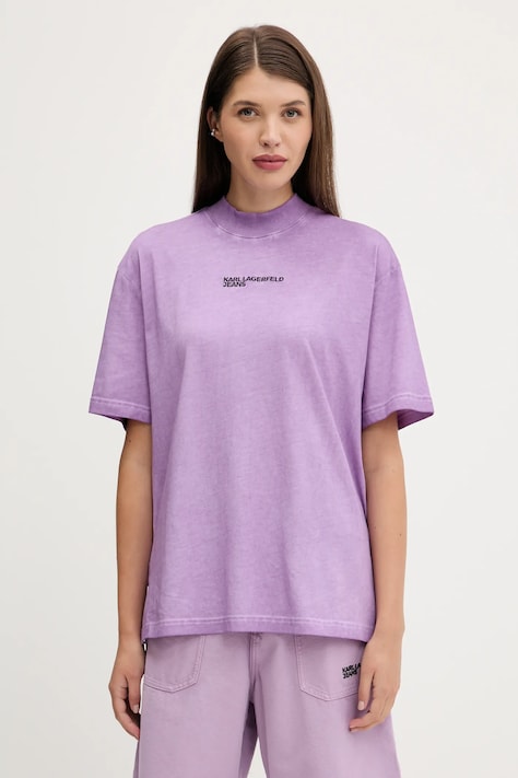 Karl Lagerfeld Jeans tricou din bumbac culoarea violet, A3W17052
