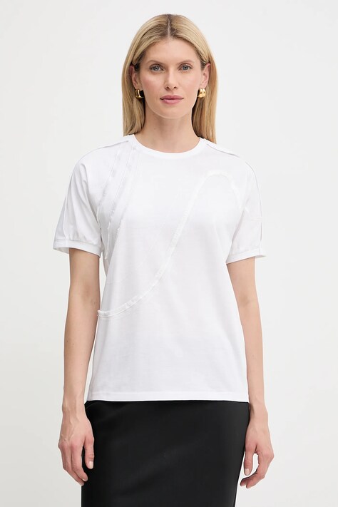 BOSS t-shirt bawełniany damski kolor biały 50545660
