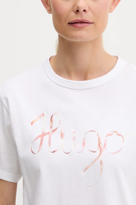 Бавовняна футболка HUGO Damacia_5 — AW25-TSD070, білий — фото 5