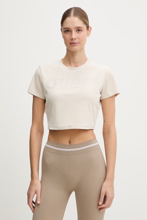 Guess t-shirt dziecięcy COUTURE damski kolor beżowy V3BI01 K0232