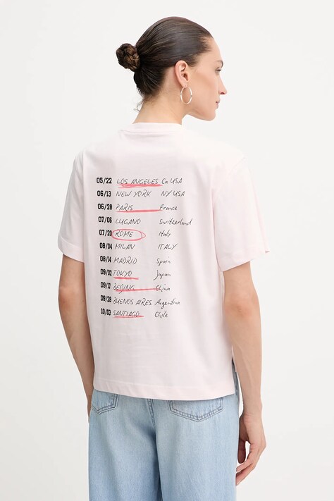 Guess tricou din bumbac culoarea roz, W5YI07 I3Z14