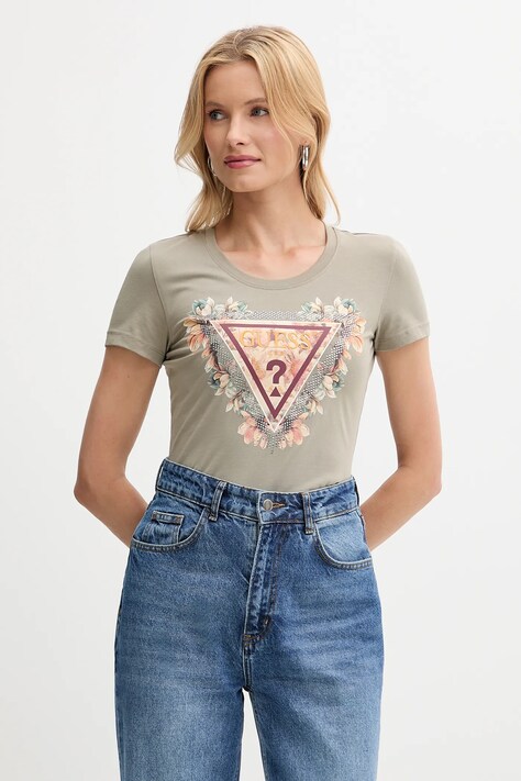 Guess tricou culoarea verde, W5YI08 J1314