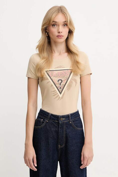 Tričko Guess dámske, béžová farba, W5YI13 J1314