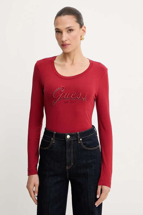 Guess longsleeve culoarea rosu, W5YI26 J1314