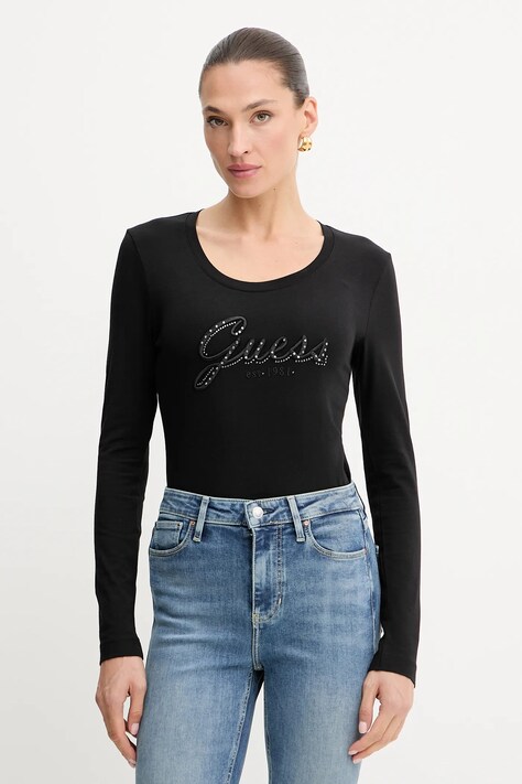 Guess longsleeve culoarea negru, W5YI26 J1314
