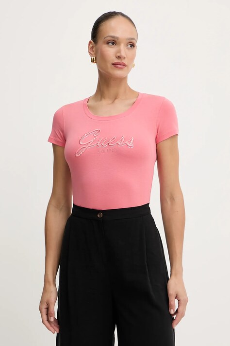 Guess t-shirt damski kolor pomarańczowy W5YI46 J1314