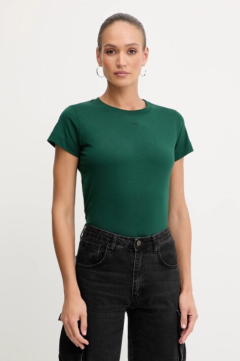 Pinko tricou din bumbac culoarea verde, 100373 A2RE