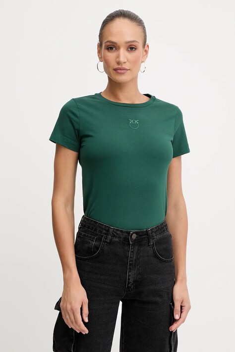 Pinko tricou din bumbac culoarea verde, 100355 A2RD