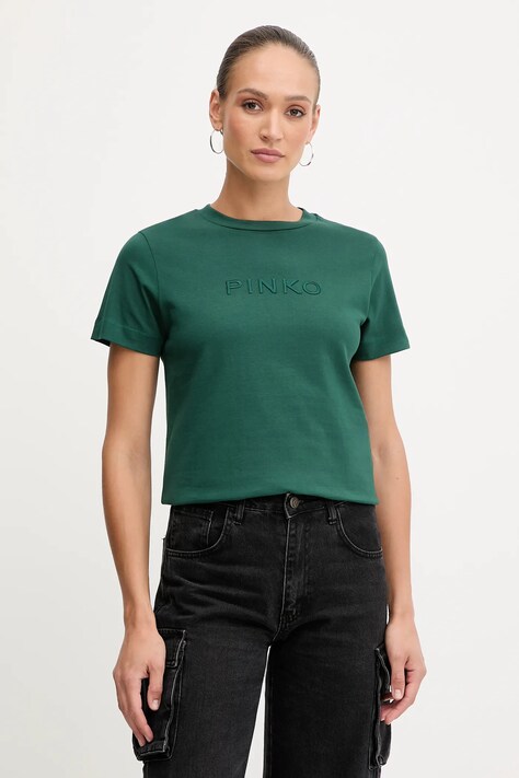 Pinko tricou din bumbac culoarea verde, 101752 A2RD