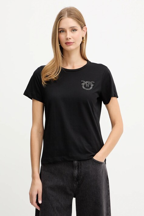 Pinko t-shirt bawełniany damski kolor czarny 103320 A2RN