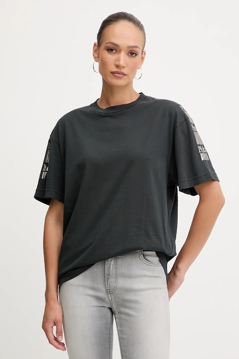 Pinko t-shirt bawełniany damski kolor szary 105755 A2V0
