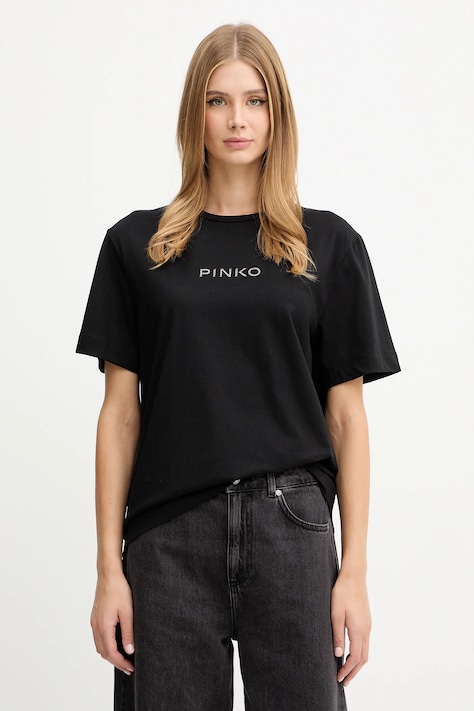 Pinko t-shirt bawełniany damski kolor czarny 105526 A2RM