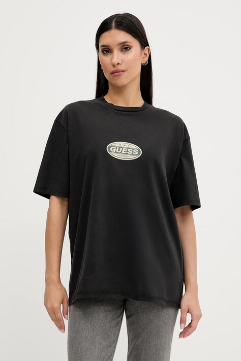 Pamučna majica Guess Originals za žene, boja: crna, M5YI55 K8FQ4