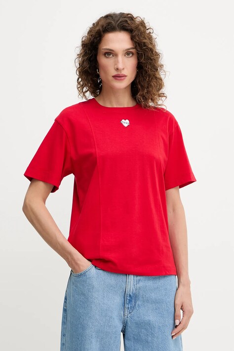 Pinko t-shirt bawełniany damski kolor czerwony 105665 A2IB