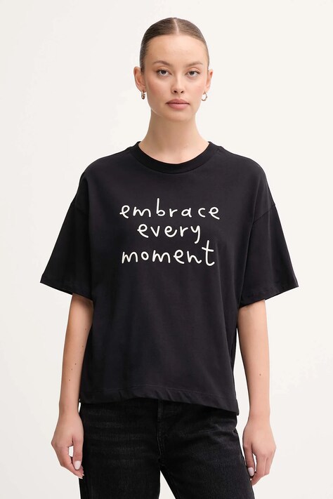 Хлопковая футболка United Colors of Benetton цвет чёрный 35P5D10AR