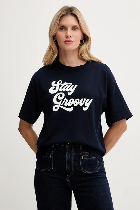 United Colors of Benetton t-shirt bawełniany damski kolor granatowy 3MI5D10AY