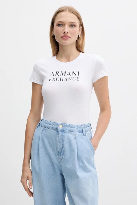 Armani Exchange t-shirt bawełniany damski kolor biały XW001357 AF10356