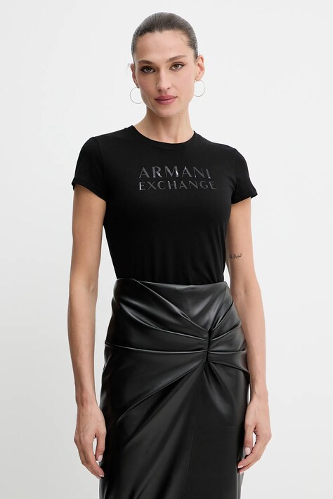 Armani Exchange t-shirt bawełniany damski kolor czarny XW001357 AF10356
