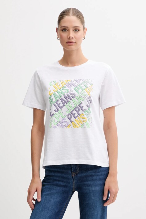 Хлопковая футболка Pepe Jeans цвет белый PL506108