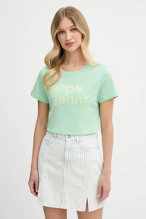 Хлопковая футболка Pepe Jeans цвет зелёный PL506113
