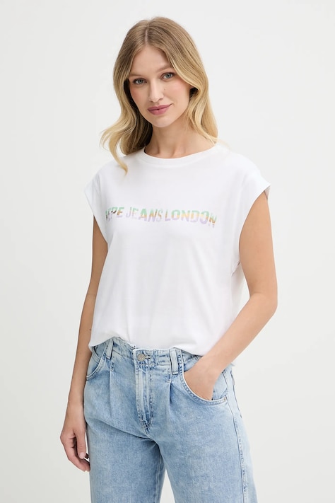 Pepe Jeans tricou din bumbac culoarea alb, PL506121