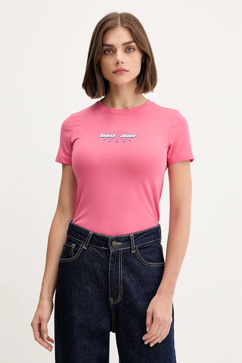 Guess Jeans tricou culoarea roz, W5YI04 J1314