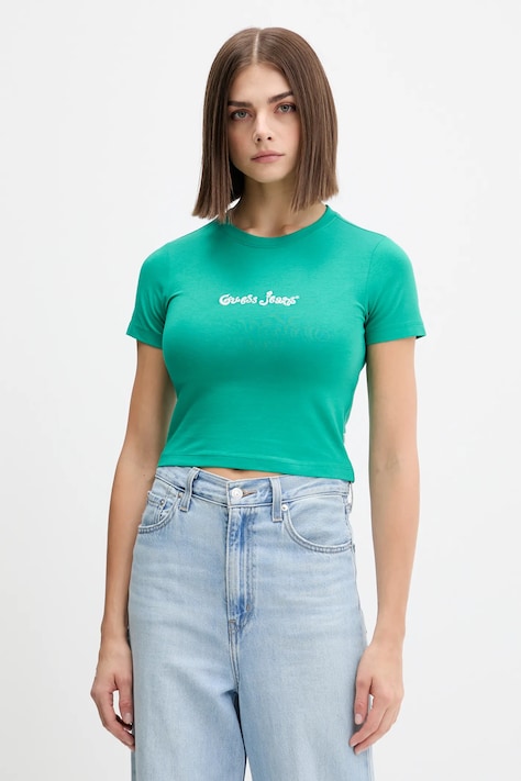 Тениска Guess Jeans дамска в зелено W5YI24 J1314