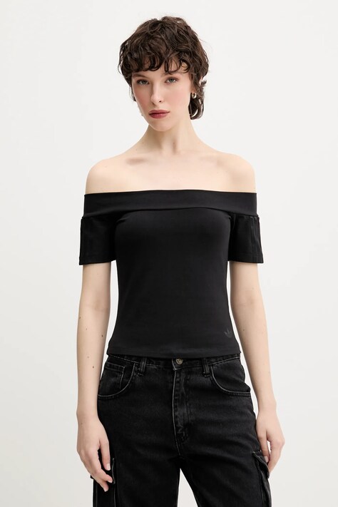 adidas Originals tricou Bandeau SS culoarea negru, decolteu spaniol, JV9742