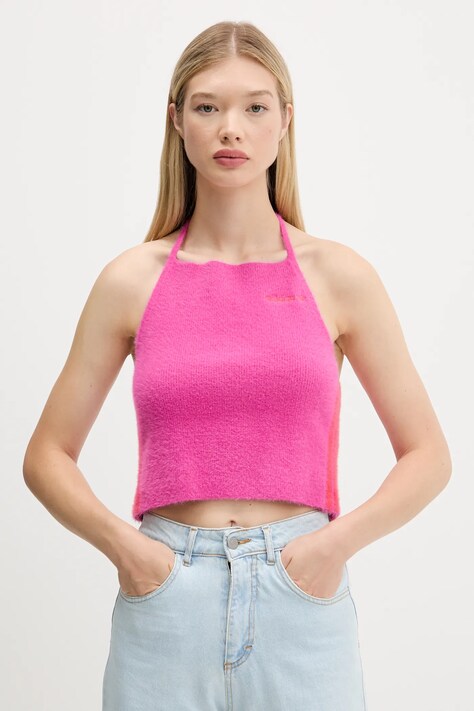 adidas Originals top Fluffy Halter nyitott hátú, lila, JW6002