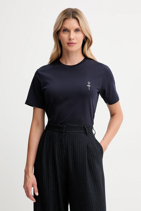 Bally t-shirt bawełniany damski kolor granatowy WJE085