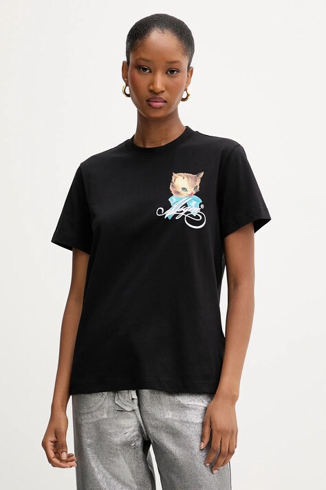 MSGM t-shirt bawełniany damski kolor czarny 3941MDM110SE.257590