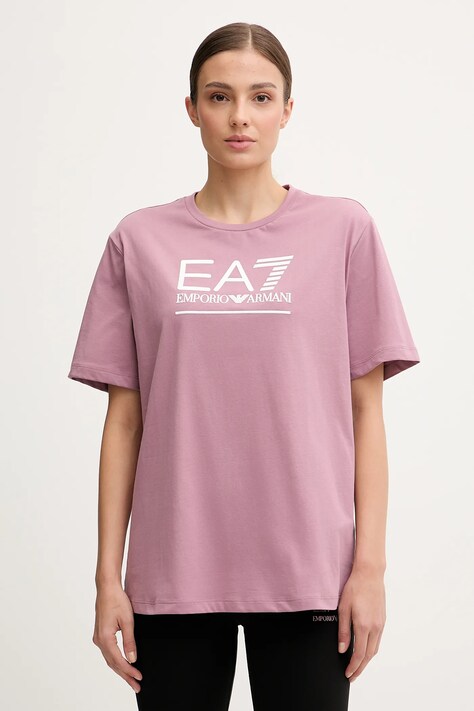 EA7 Emporio Armani t-shirt bawełniany damski kolor różowy AF12503.7W000414