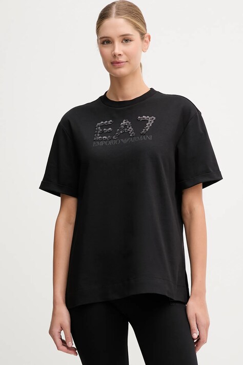 EA7 Emporio Armani t-shirt bawełniany damski kolor czarny AF12957.7W000540