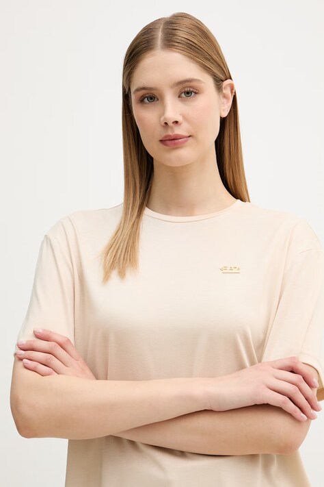 EA7 Emporio Armani футболка жіноча з віскози — AW25-TSD0DK, бежевий — фото 4