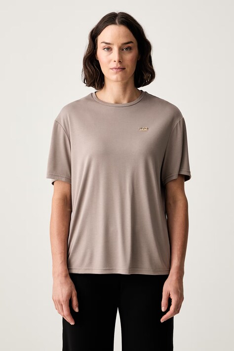 EA7 Emporio Armani T-shirt damski z wiskozą brązowy AF13919.7W000189