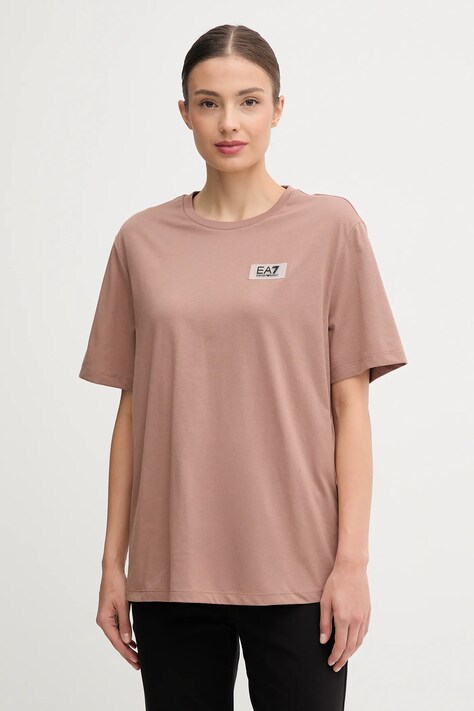 EA7 Emporio Armani t-shirt bawełniany damski kolor brązowy AF12503.7W000407