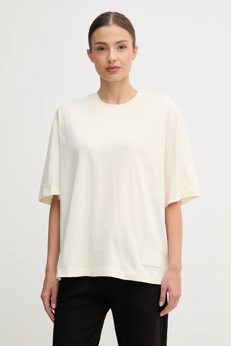 EA7 Emporio Armani t-shirt bawełniany damski kolor beżowy AF13741.7X000128