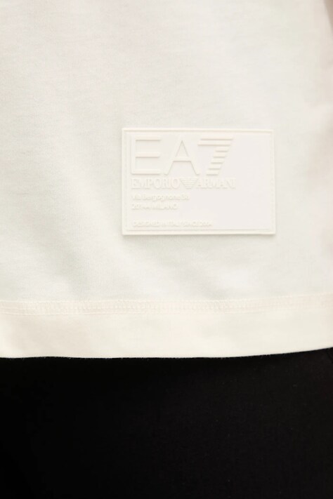 Бавовняна футболка EA7 Emporio Armani — AW25-TSD0DS, бежевий — фото 5