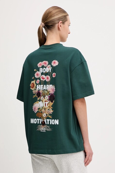 Bombažna kratka majica EA7 Emporio Armani ženska, zelena barva, AF16720.7X000141