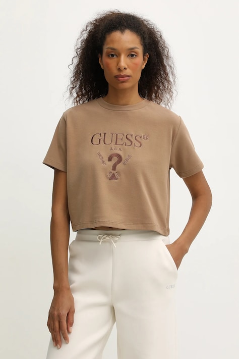 Guess tricou FABIA culoarea maro, V5BI01 K1891