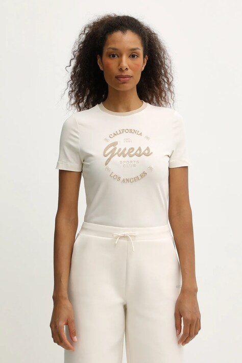 Guess t-shirt GALA damski kolor beżowy V5BI03 J1314