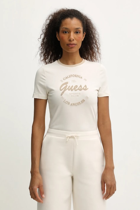 Tričko Guess GALA dámske, béžová farba, V5BI03 J1314